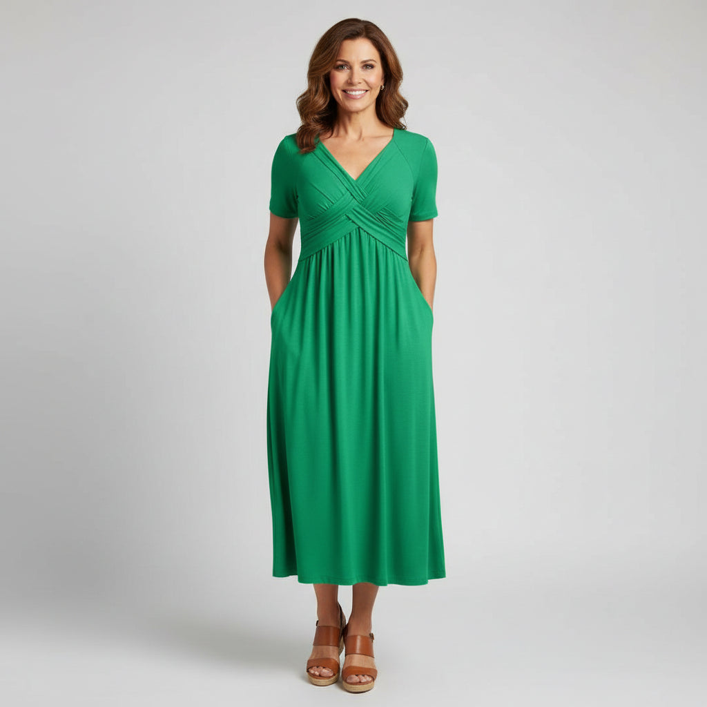 Lillian - Elegant Flowing V-Neck Midi Dress