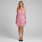 Evelyn sequin fringe dress, full length view