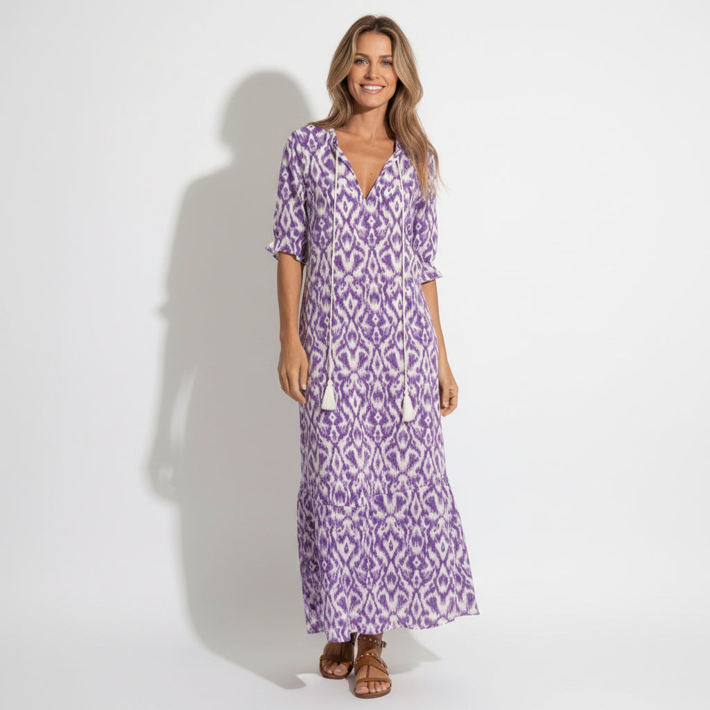 Riley women's floral maxi dress styled for occasion