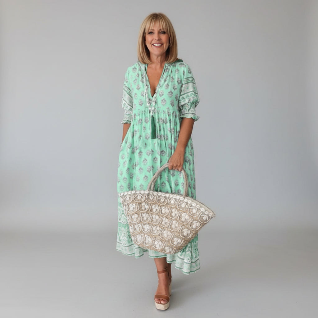 Ailsa Flowy Midi Dress for Women Lightweight Summer Dress - Green / S Ailsa Flowy Midi Dress for Women Lightweight Summer Dress - Green / S