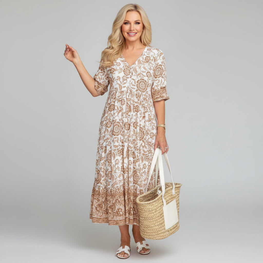 Eleanor - Women's Elegant Floral Midi Dress