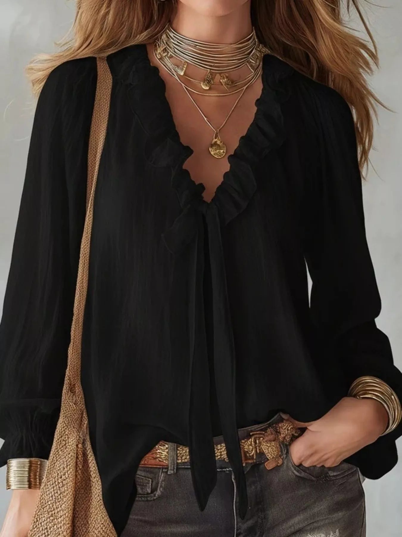 Ruffle Long Sleeve Blouse
