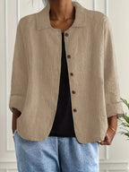 Women's breathable summer layering jacket with button closure
