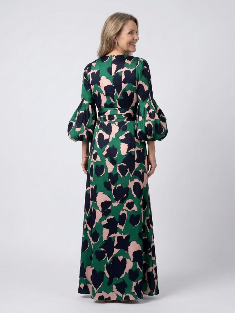 Women's Tie Waist Long Sleeve Maxi Dress