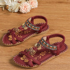 Pearl embellished flat sandals for beach and holiday, lifestyle shot