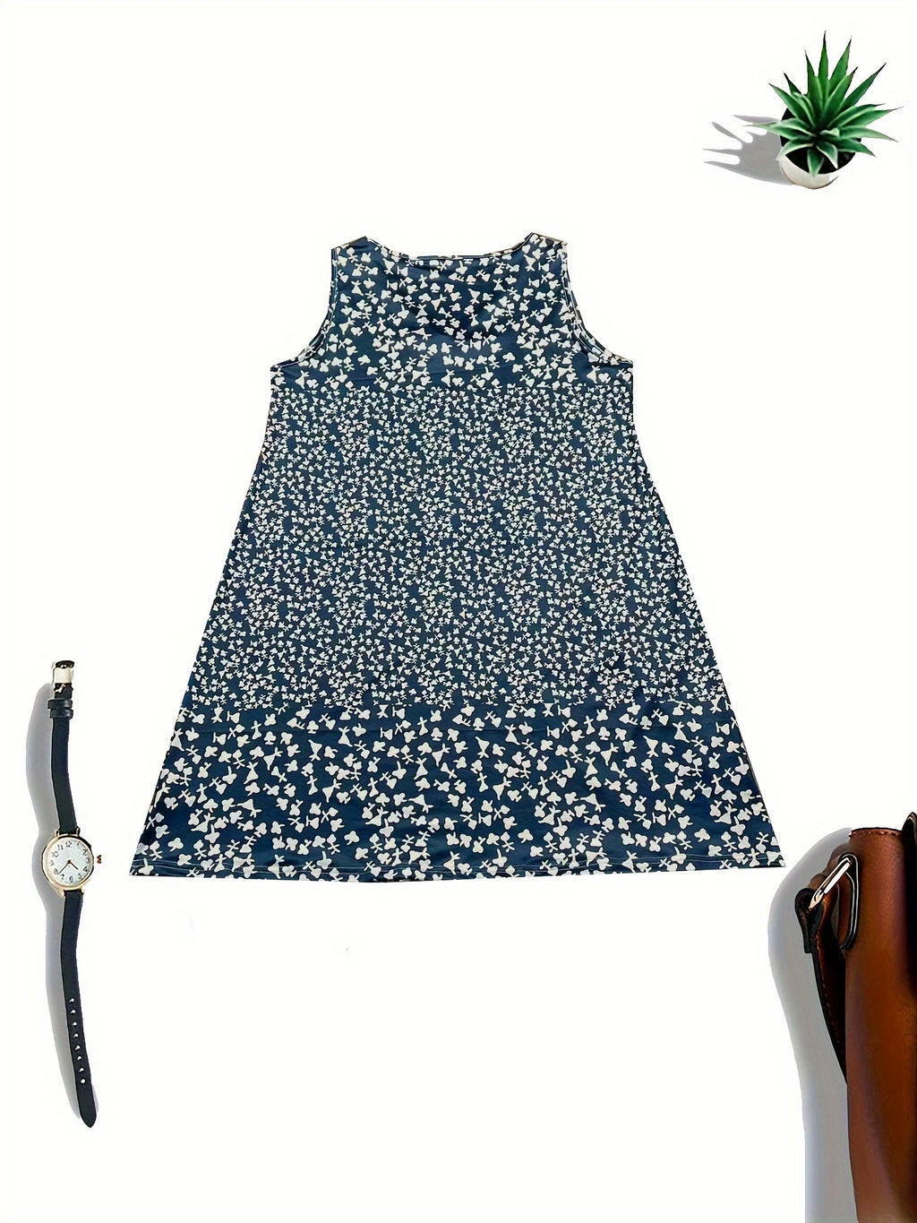 Directional print V-neck sleeveless summer midi dress | Alba Muse