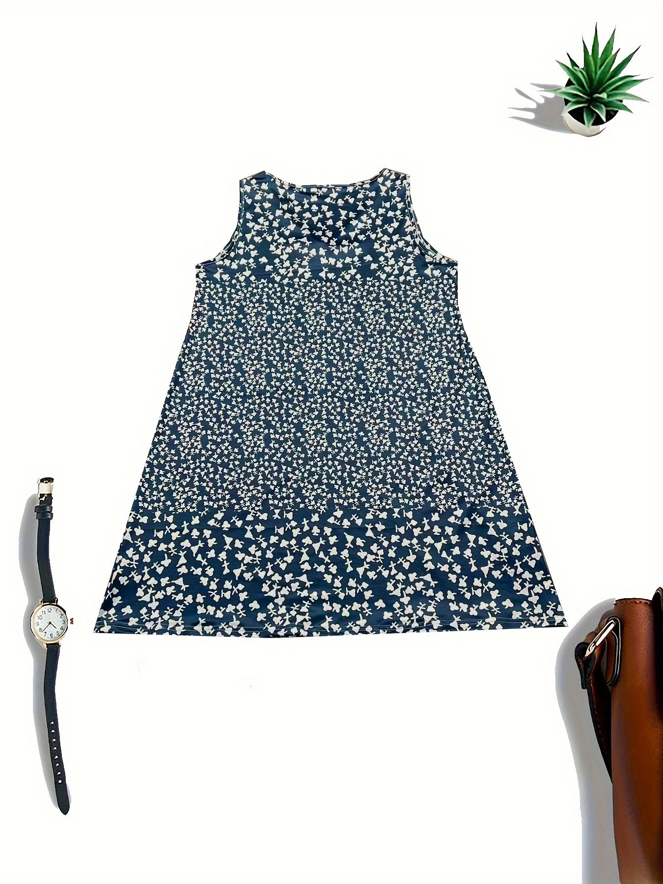 Directional print V-neck sleeveless summer midi dress | Alba Muse