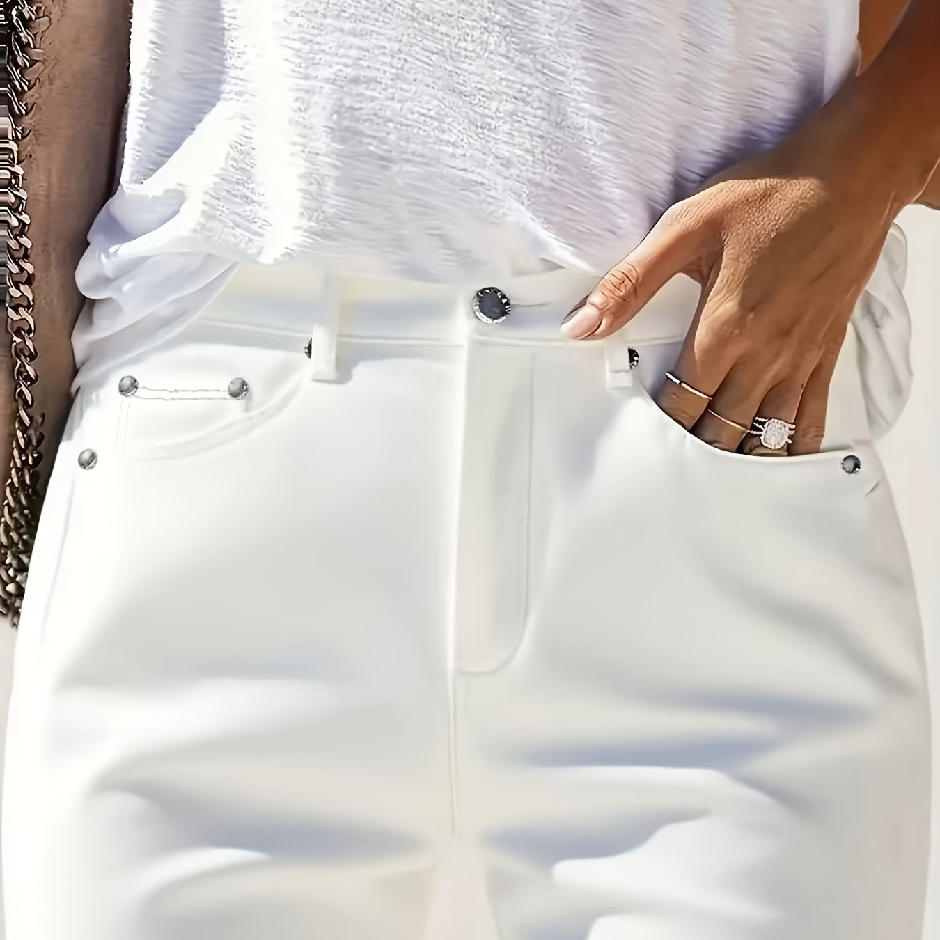 Ivory White Slim-Fit Stretch Skinny Jeans