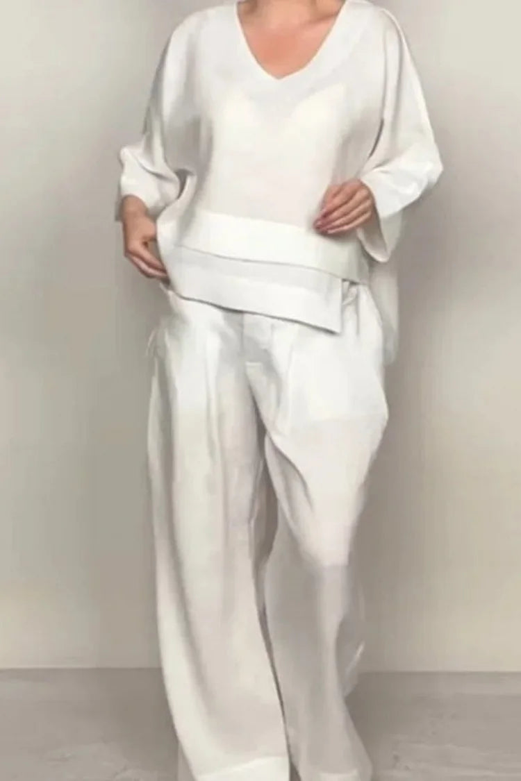 Minimalist co-ord two-piece in white, clean contemporary style | Alba Muse