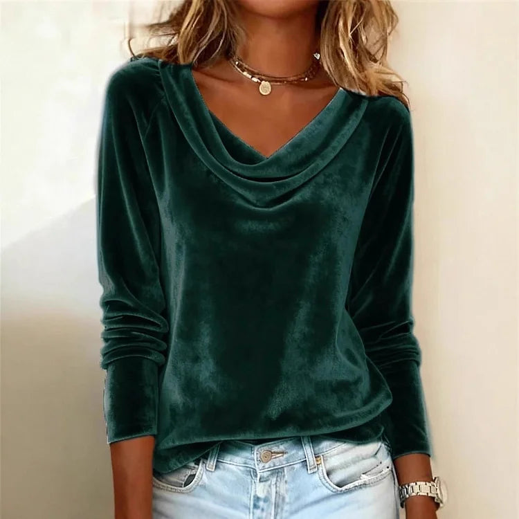 Women's Long Sleeve Velvet Blouse