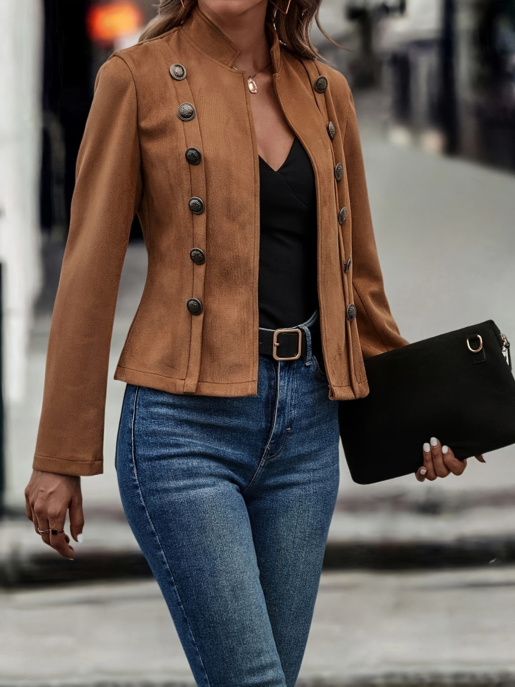 Dark Brown Double-Breasted Jacket