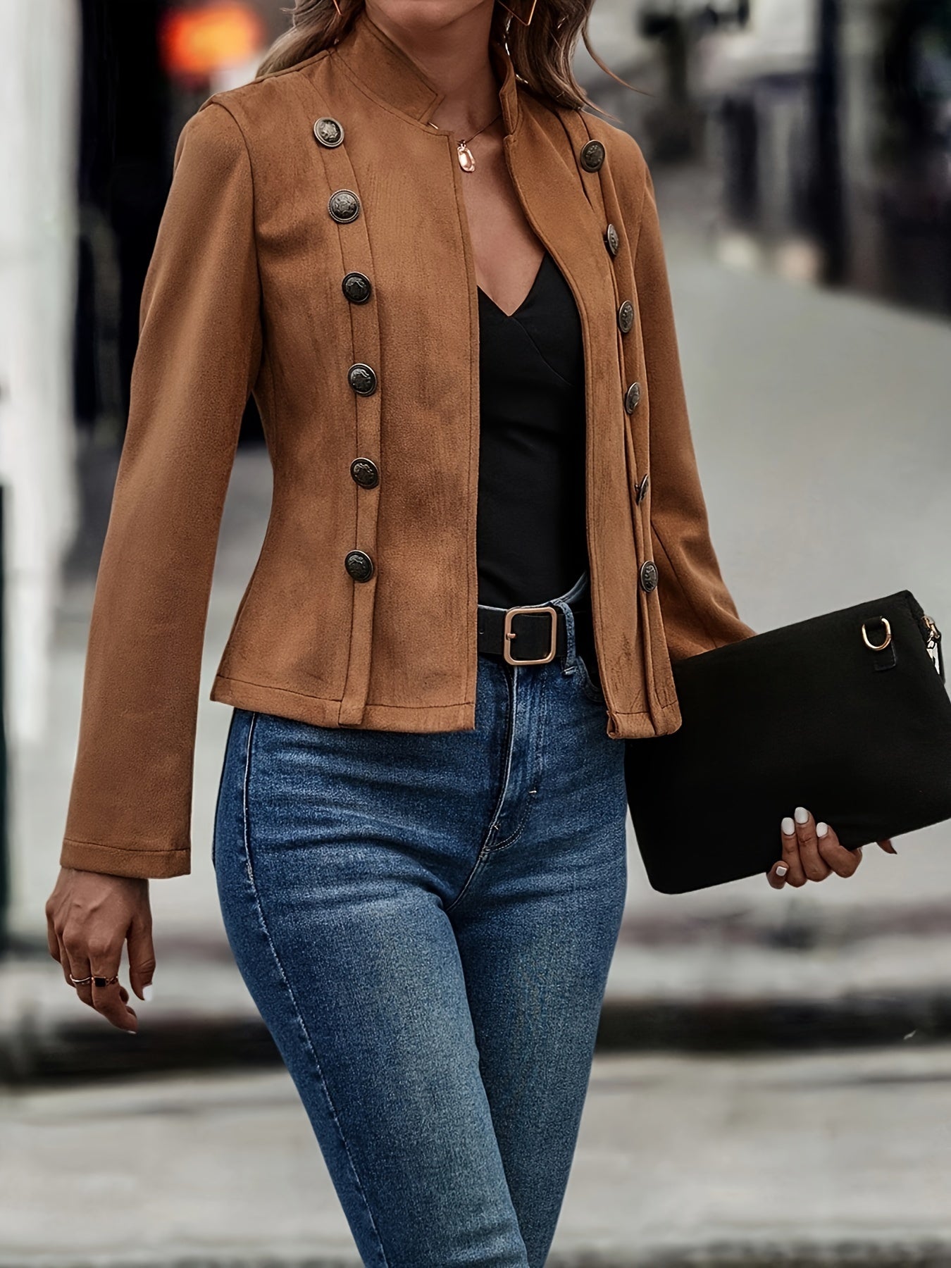 Dark Brown Double-Breasted Jacket