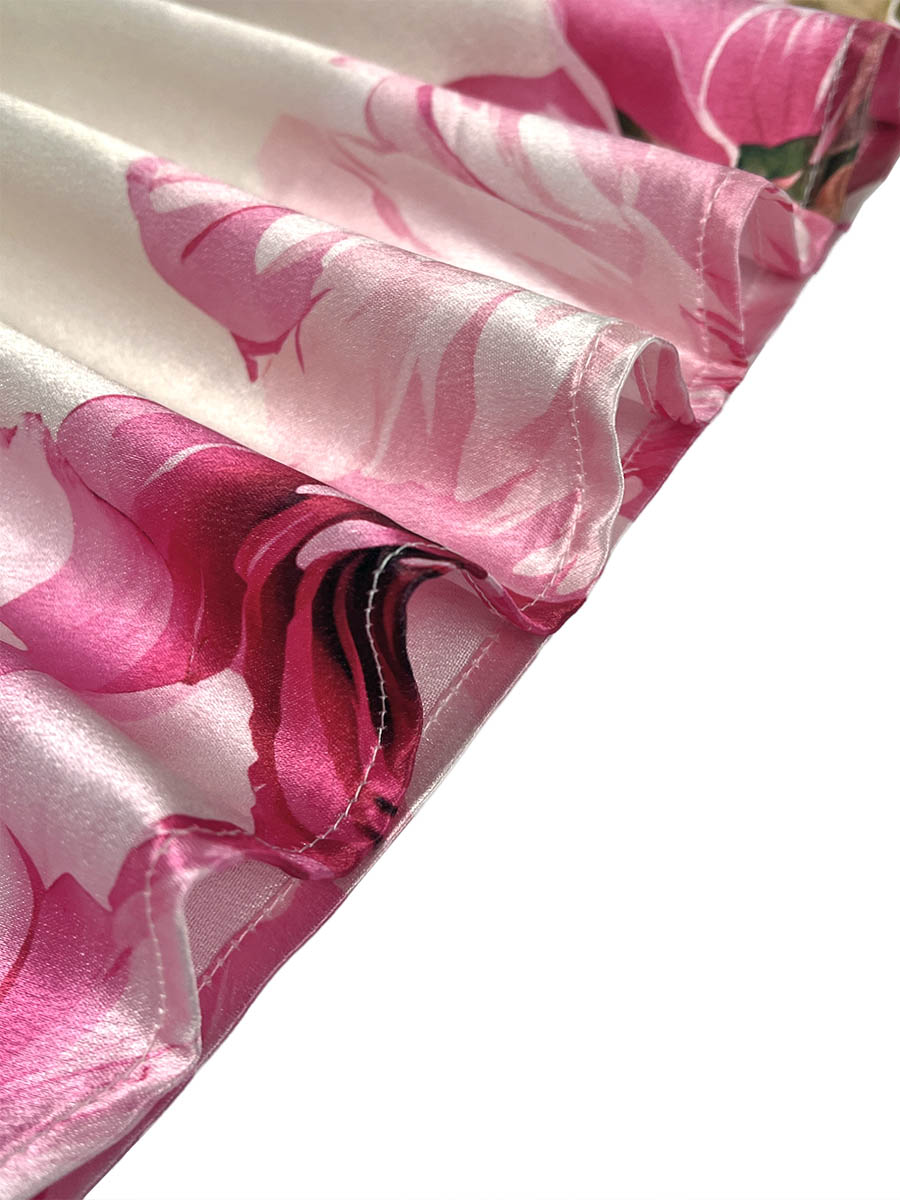Pink floral print A-line maxi dress