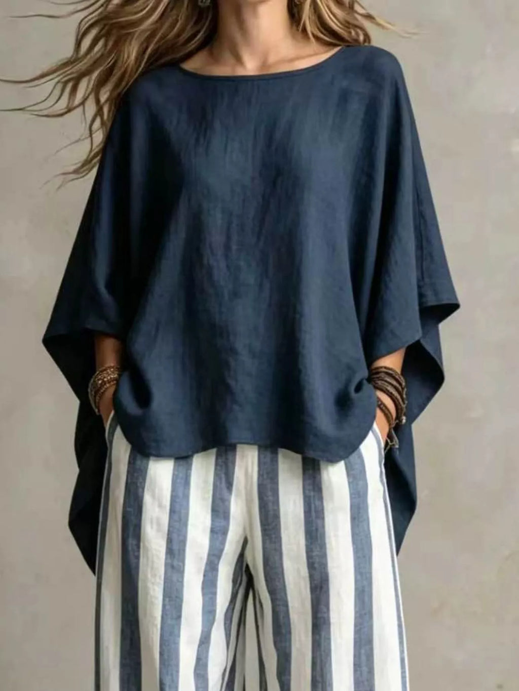 Solid Colour Top & Trousers Co-ord Set, Plus Size