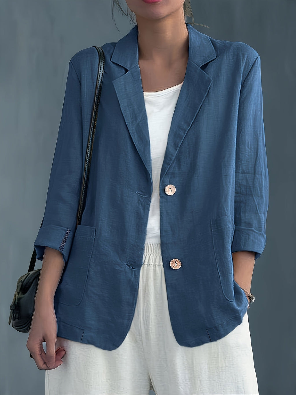 Classic Linen Blazer with Patch Pockets