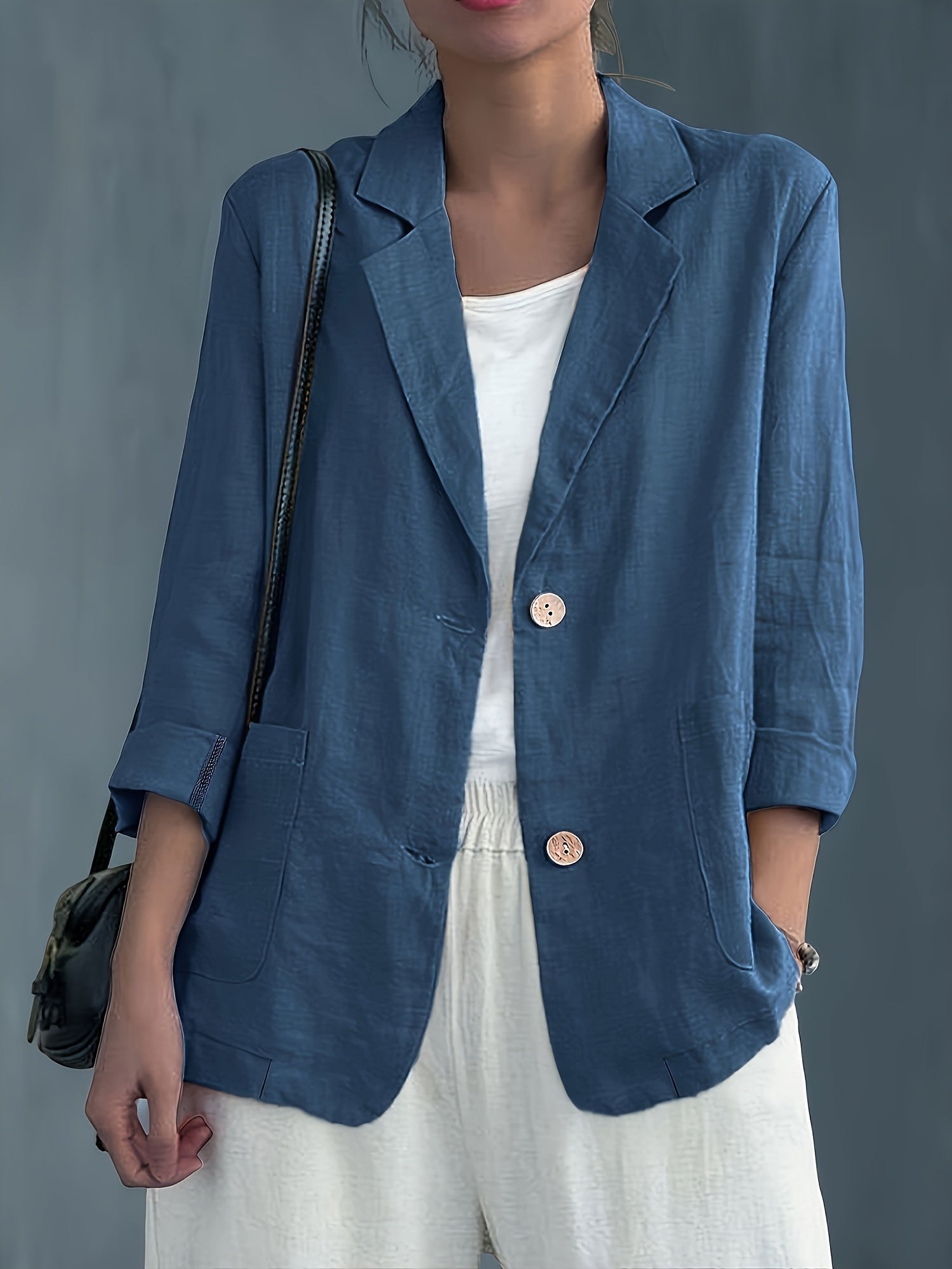 Classic Linen Blazer with Patch Pockets