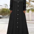 Long sleeve lapel button-front shirt dress | Alba Muse