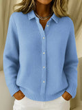 Women's elegant longline knit cardigan button-front | Alba Muse