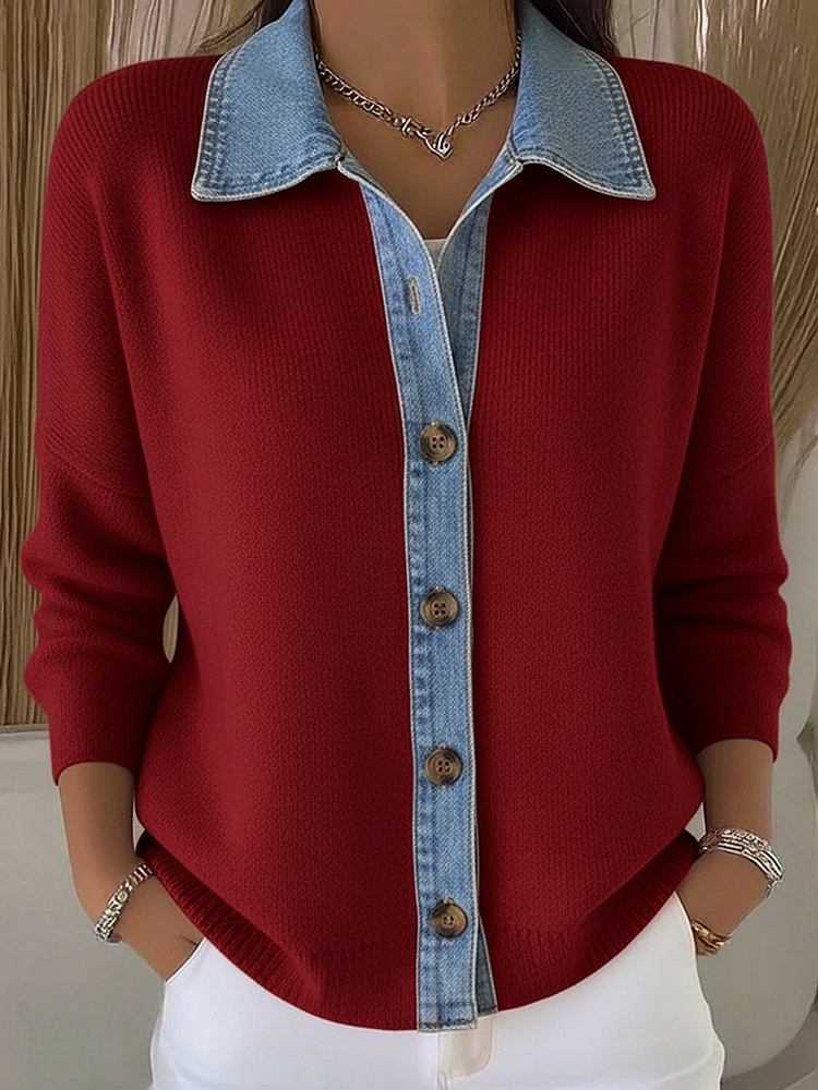 Women's Polo Collar Knit Cardigan