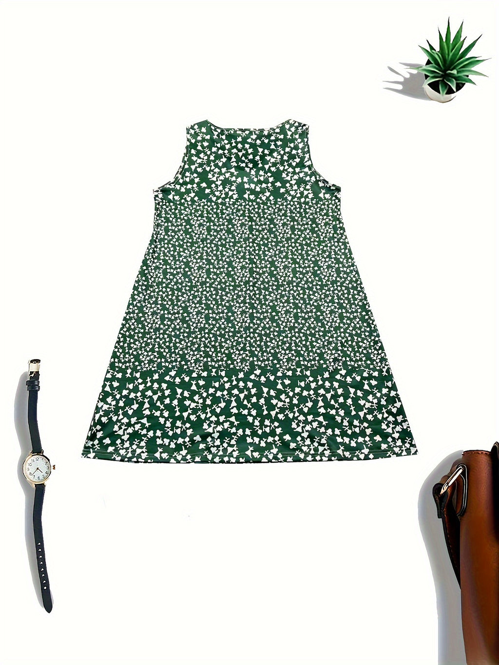 Directional print V-neck sleeveless summer midi dress | Alba Muse