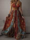 Boho floral beach maxi dress in burgundy, summer holiday style | Alba Muse