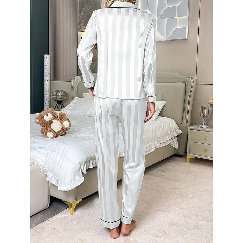 White elegant button-front Loungewear Set