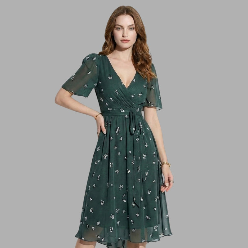 Celeste floral midi dress, full length view
