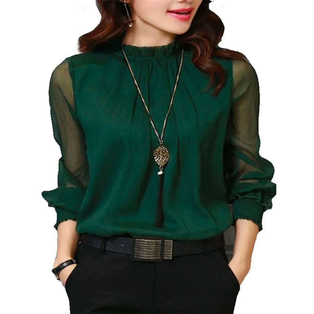 Women's elegant long sleeve chiffon blouse | Alba Muse