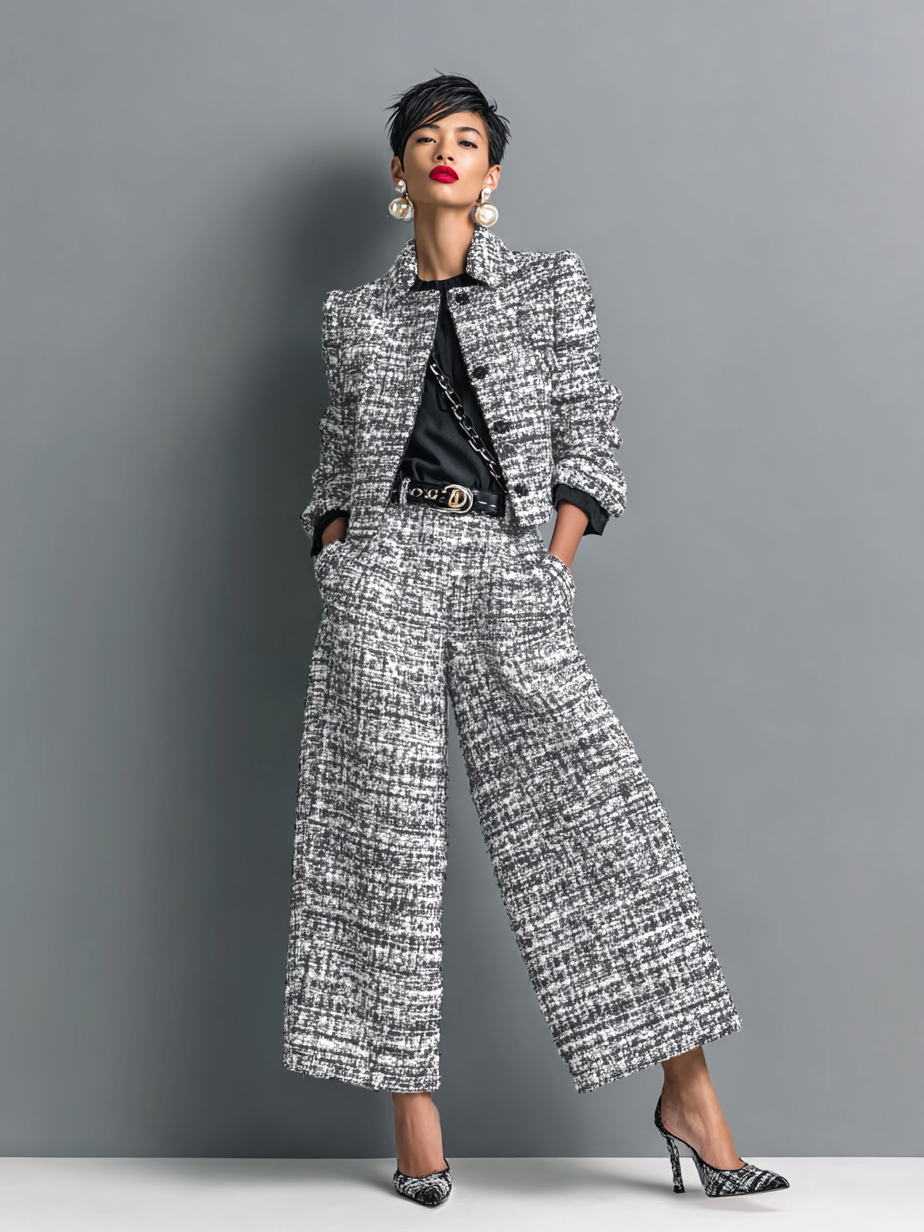 Grey chic tailored textured Co-Ord Set