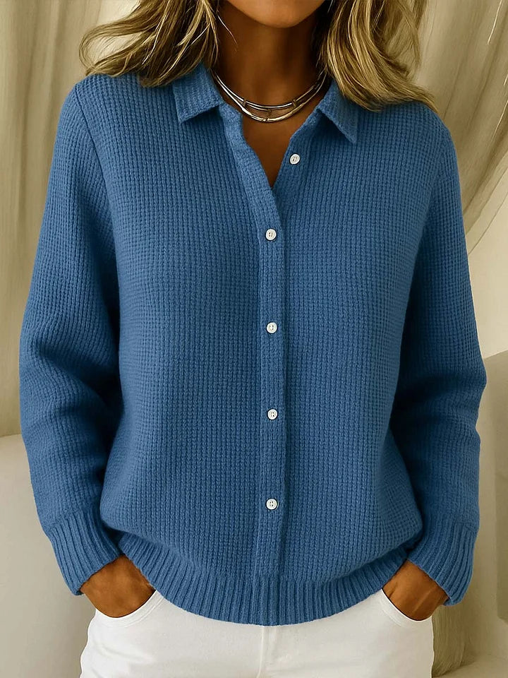 Elegant women's longline button-front cardigan cosy knit | Alba Muse