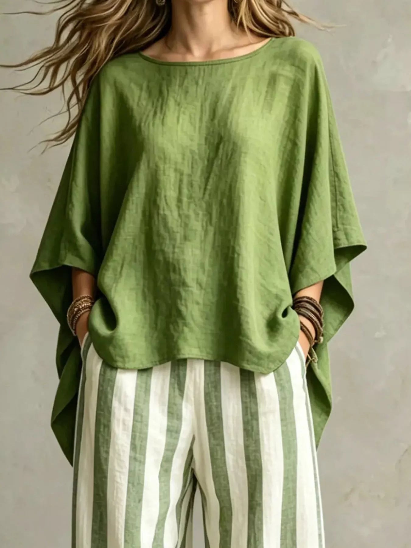 Solid Colour Top & Trousers Co-ord Set, Plus Size