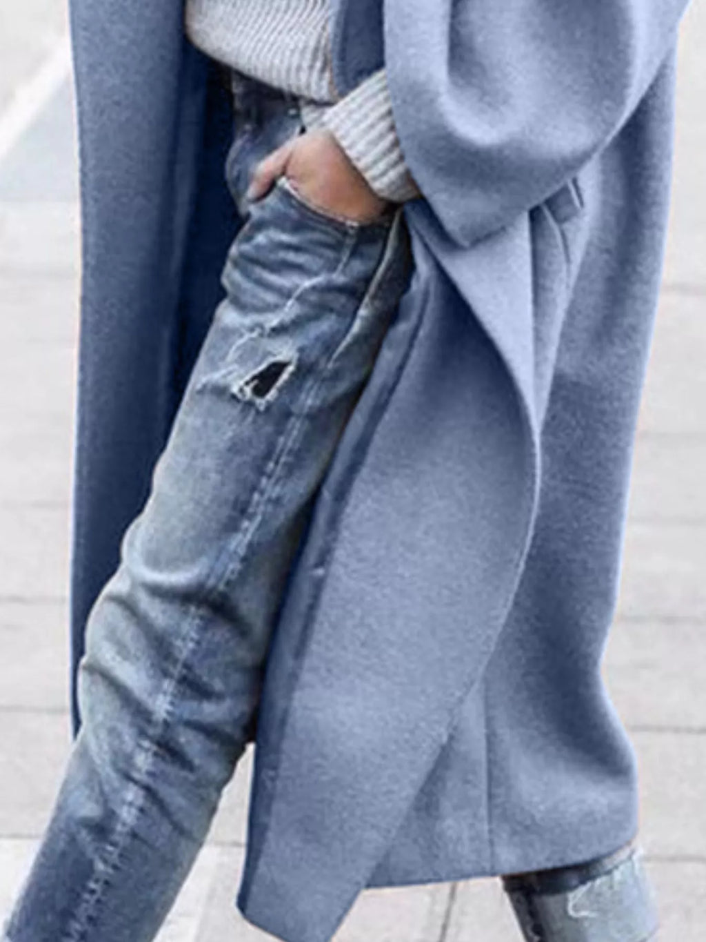 Oversized wide sleeve single breasted long coat with an oversized fit