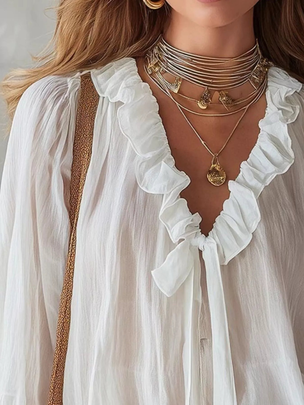 Ruffle Long Sleeve Blouse