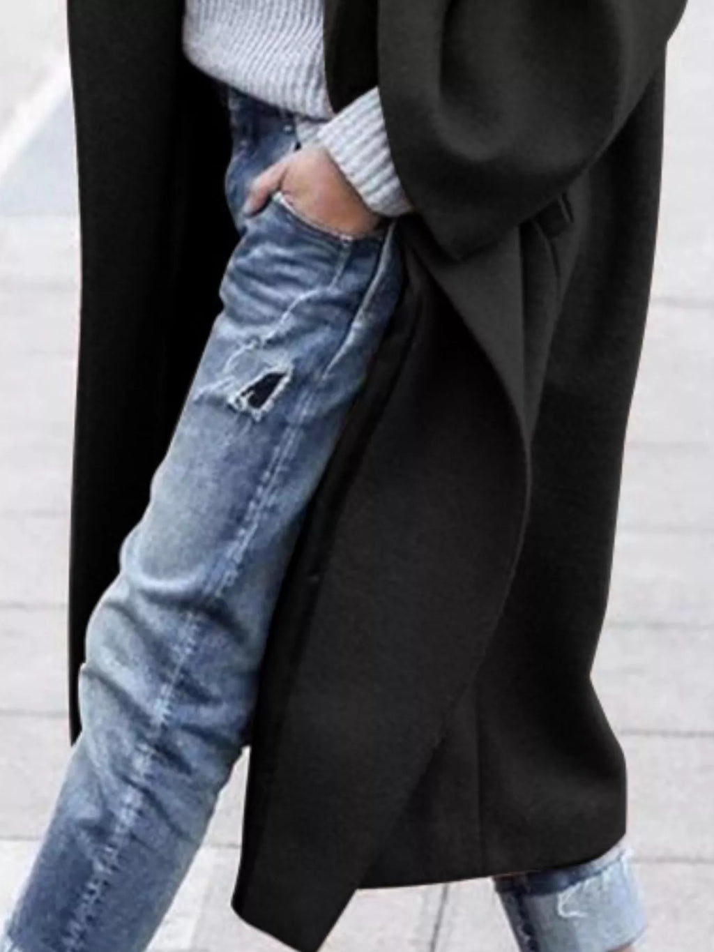 Oversized wide sleeve single breasted long coat with wide sleeves