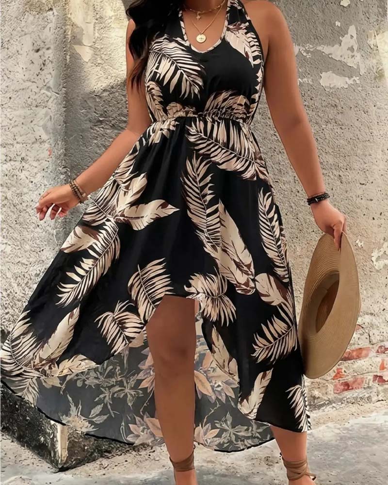Halter neck A-line mini dress and shorts set, styled view