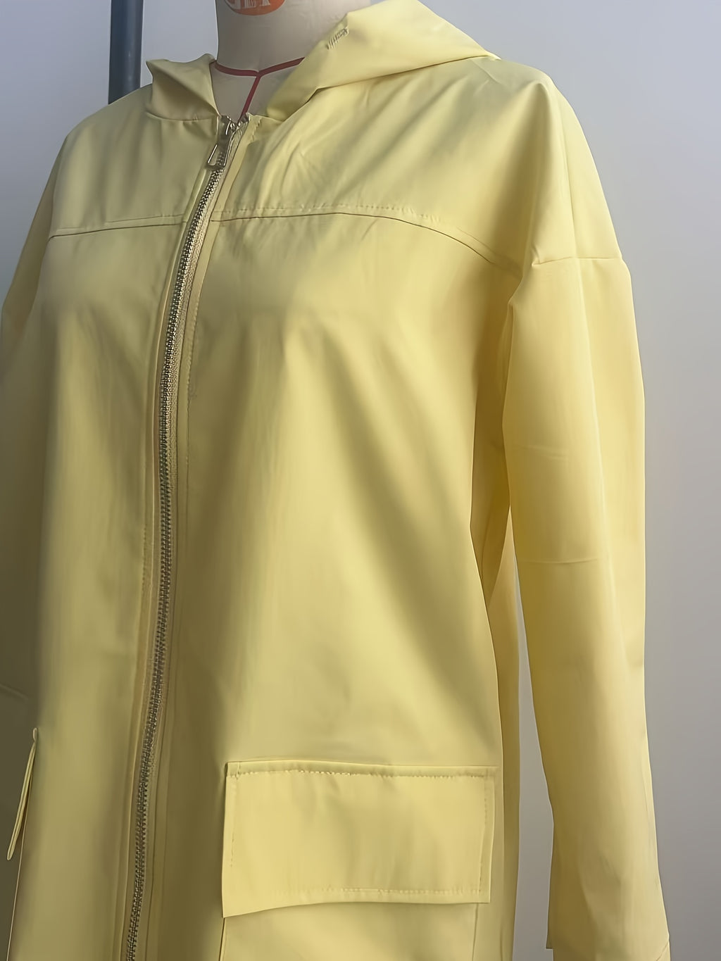 Beige casual thin hooded jacket