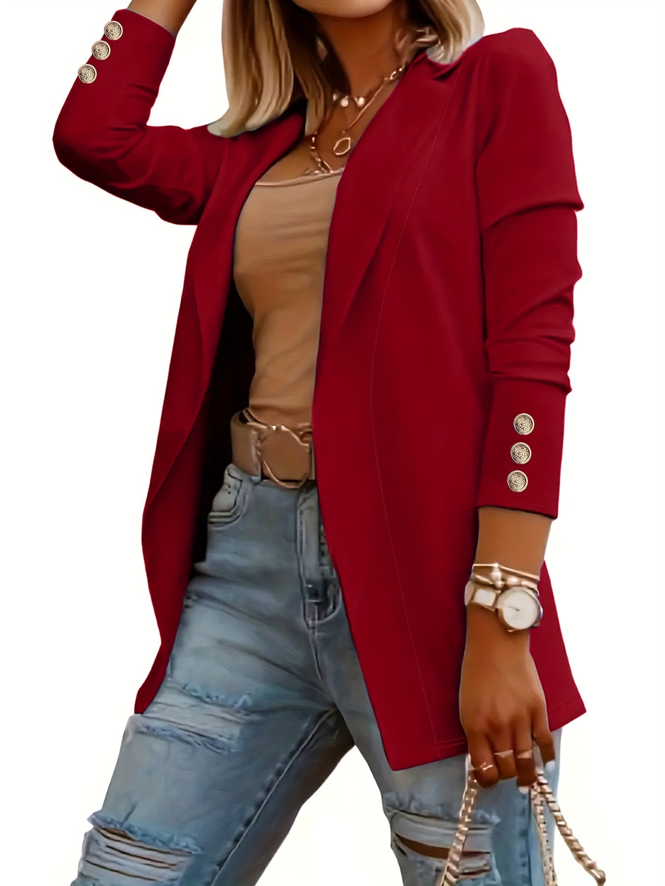 Light Grey Mid-Length Lapel Coat