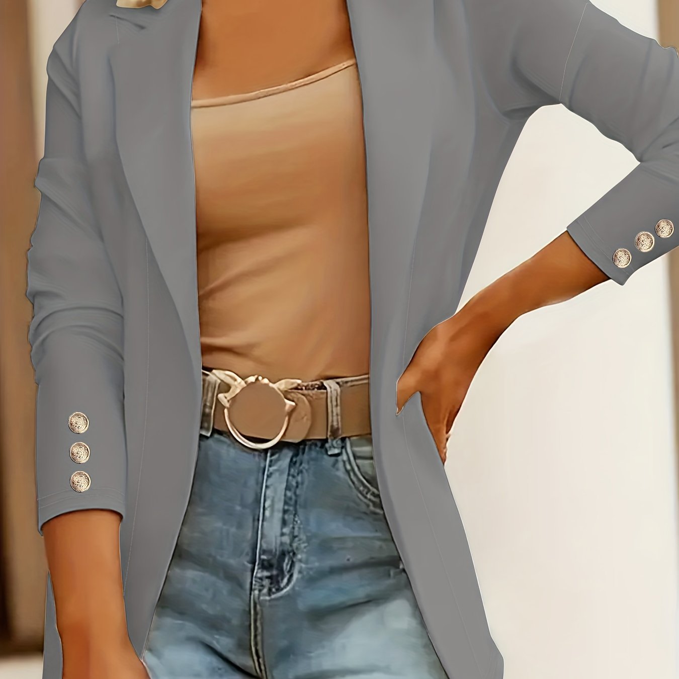 Blue Mid-Length Lapel Coat