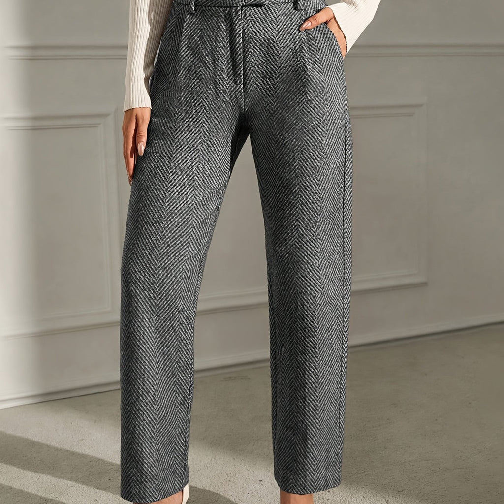 Grey elegant straight-leg office Trousers