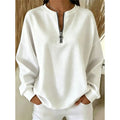 White quarter-zip high-neck Sweatshirt, front view