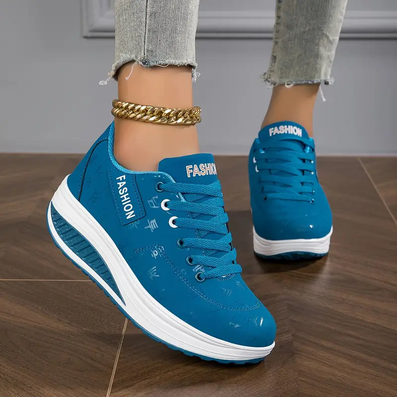 Blue platform lace-up trainers