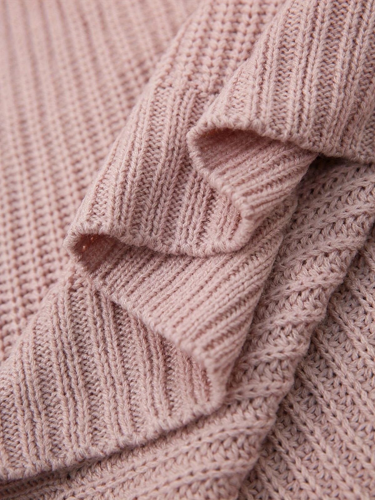 Relaxed half roll neck ribbed jumper dress with long sleeves