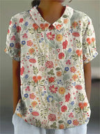 Women's Vintage Floral Embroidered Blouse – Classic Collar