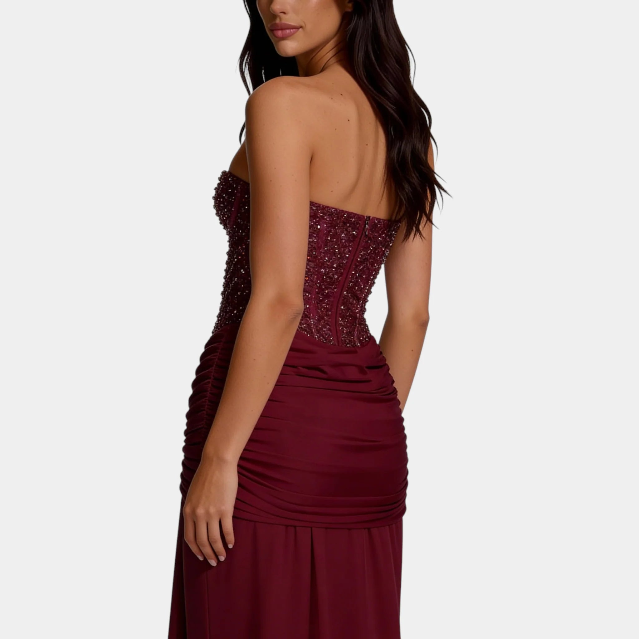 Women’s Off Shoulder Glitter Maxi Dress – Strapless Backless