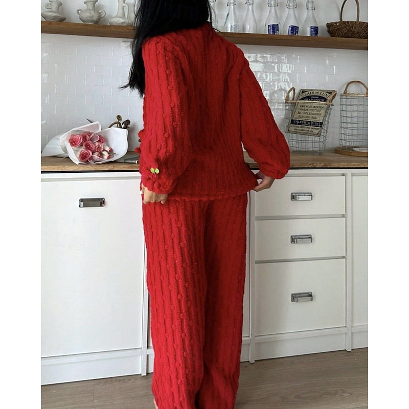 Pink fluffy cherry-detail Loungewear Set