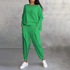 Women's comfortable loose-fit set styled for travel and holidays