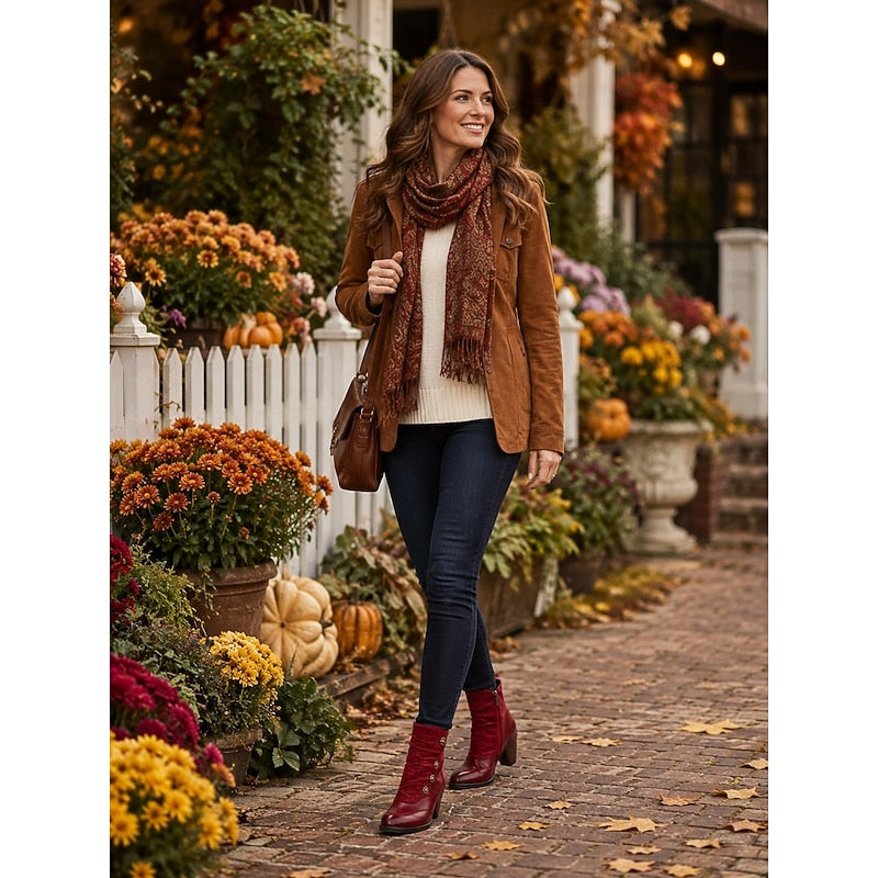 Wine Ankle Boots