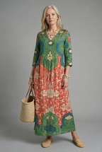 A-line boho maxi dress – floral print detail