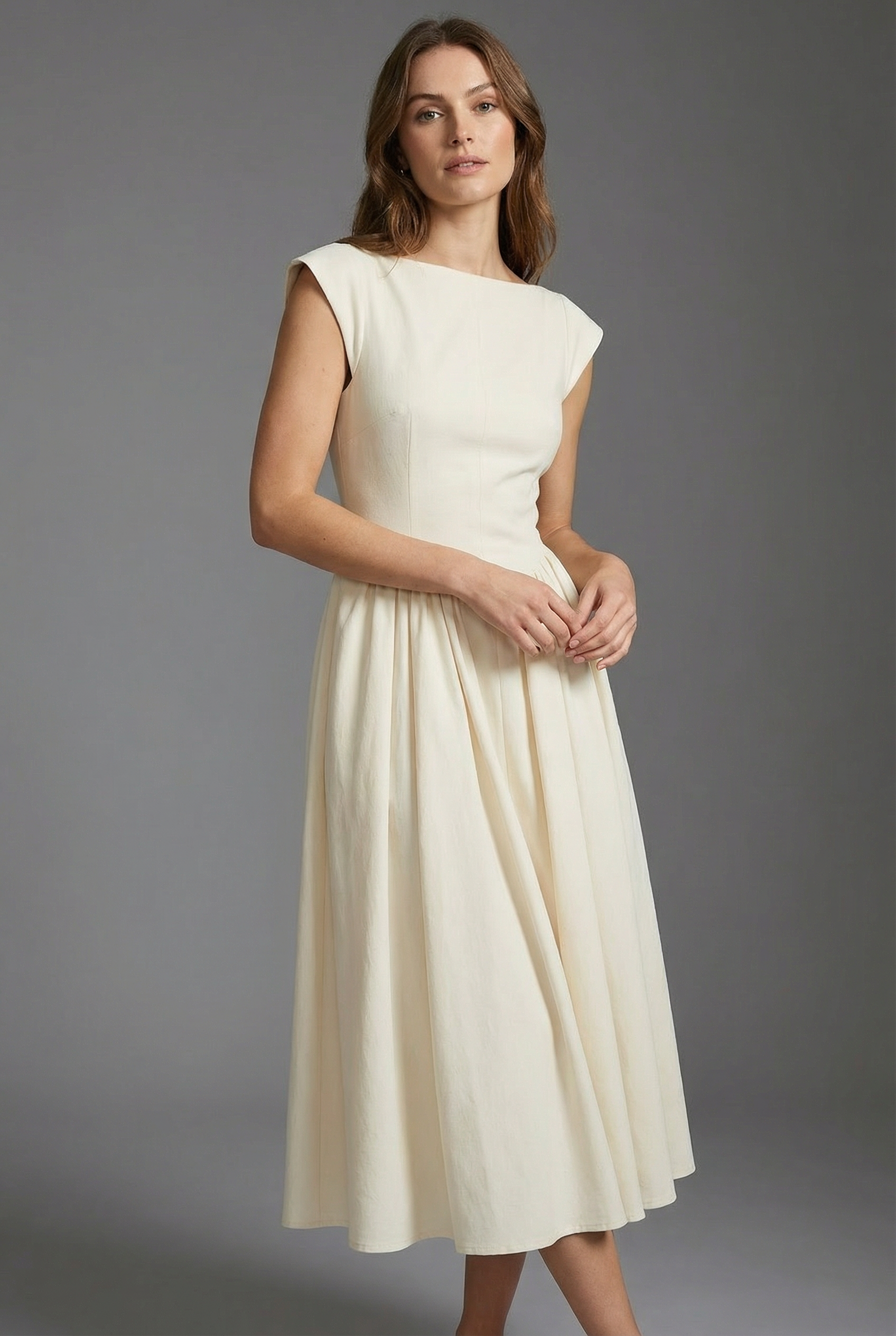 Women’s Ascot Dress Sleeveless High Waist Midi Dress