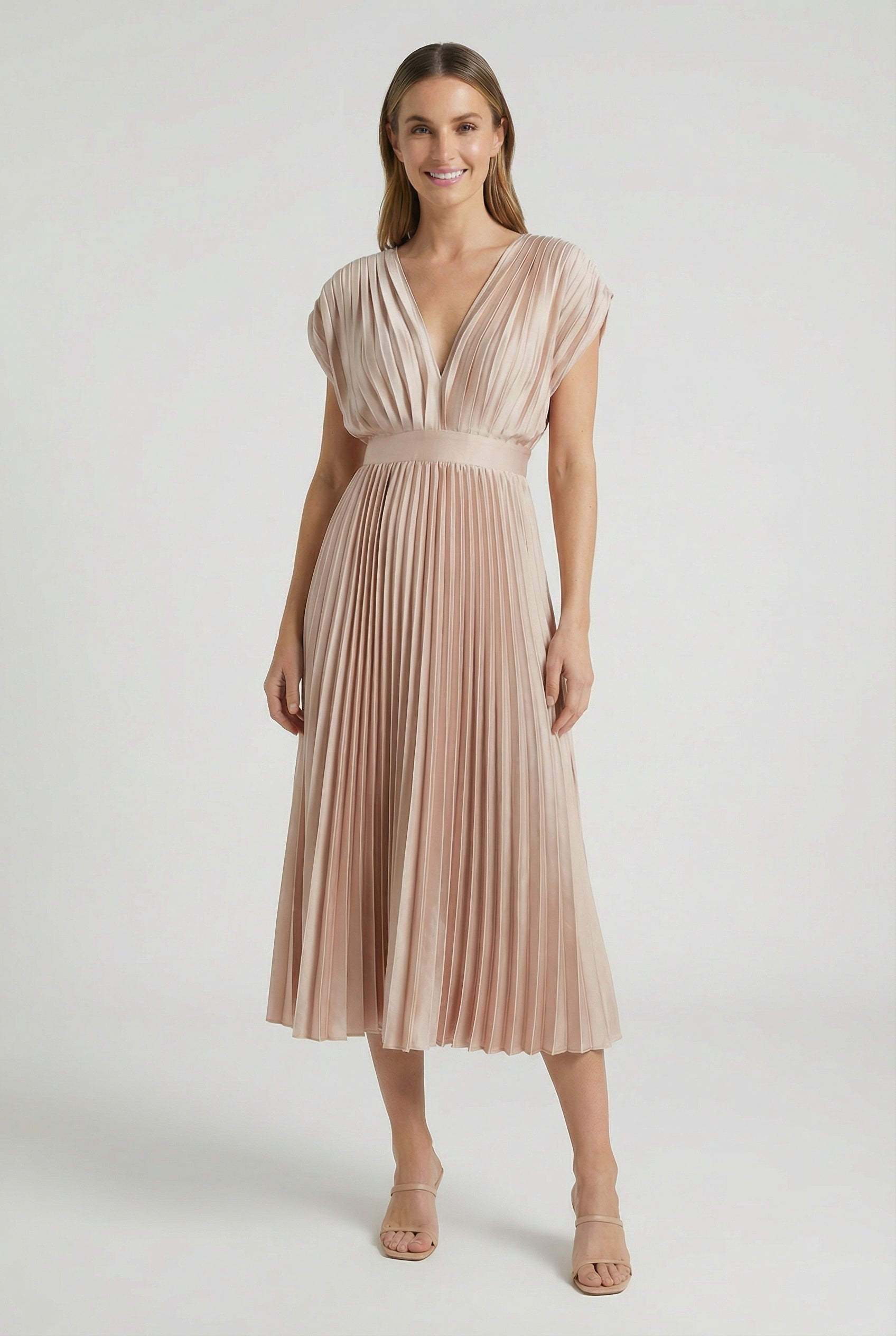 Women's Pleated Sleeveless Maxi Dress
